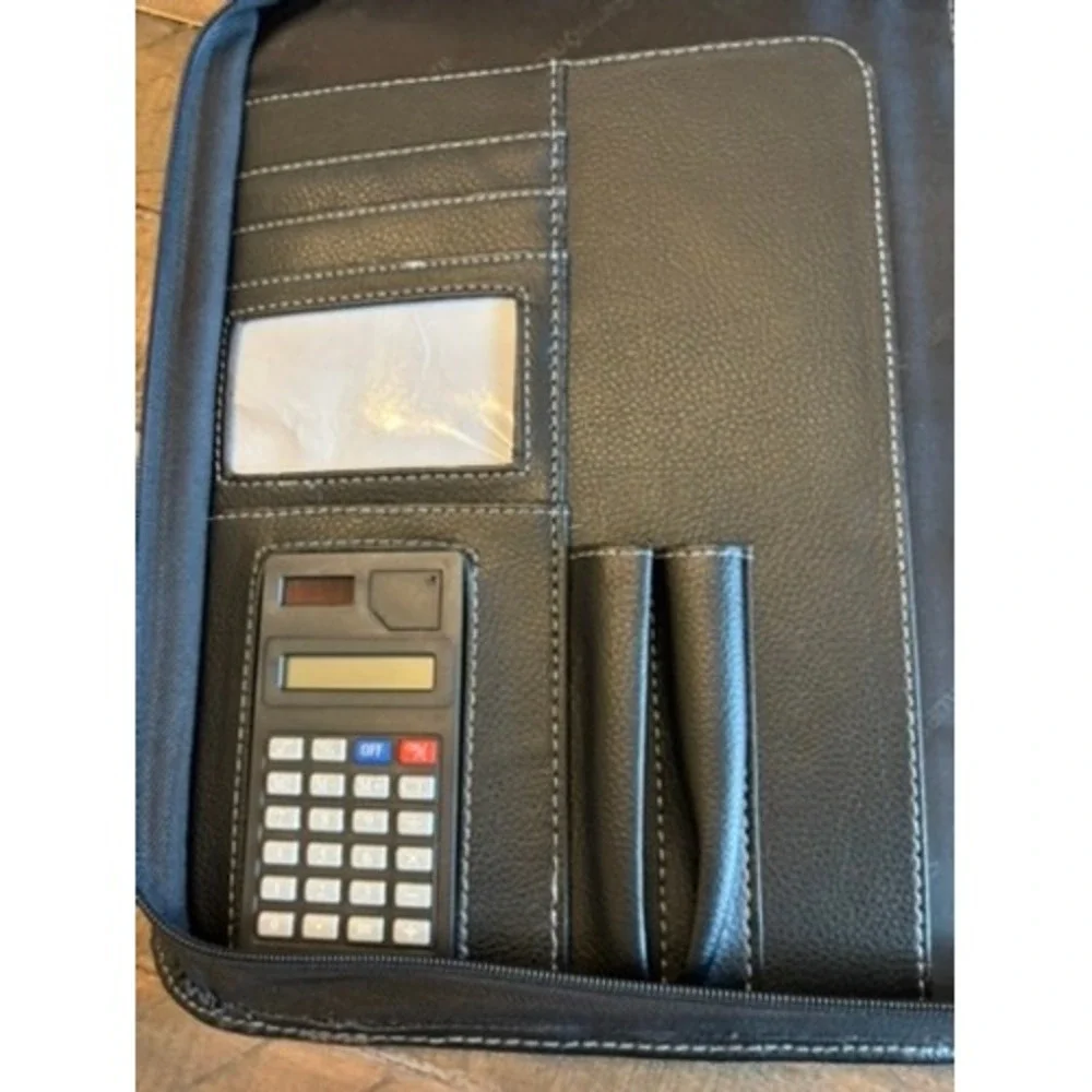 Samsonite Zip-Around Vinyl 3-Ring Padfolio with calculator Business Case Handle
